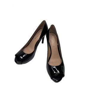 Patent Leather Pump Alberto Guardiani Black Peep-Toe Heel 8 Wedding Party Formal